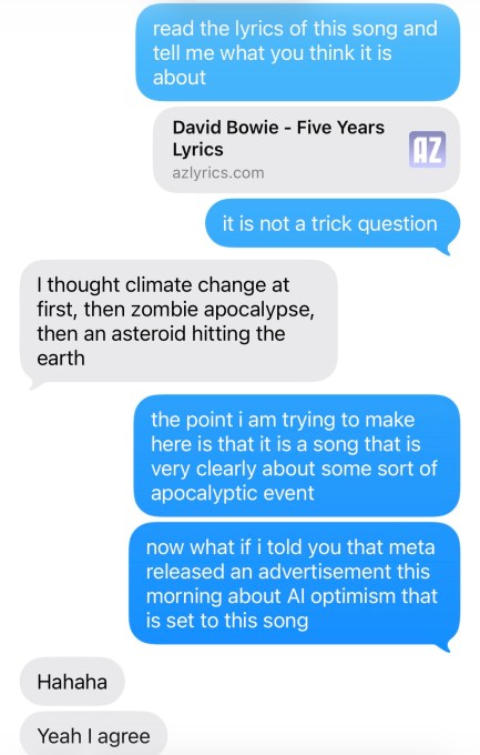 Meta AI广告选用人类灭绝歌曲引争议