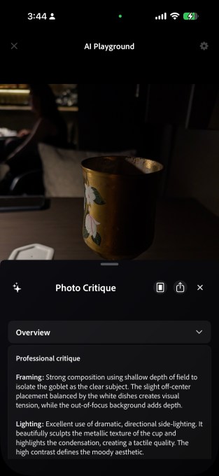 Adobe 实验性相机应用新增 AI 照片点评功能