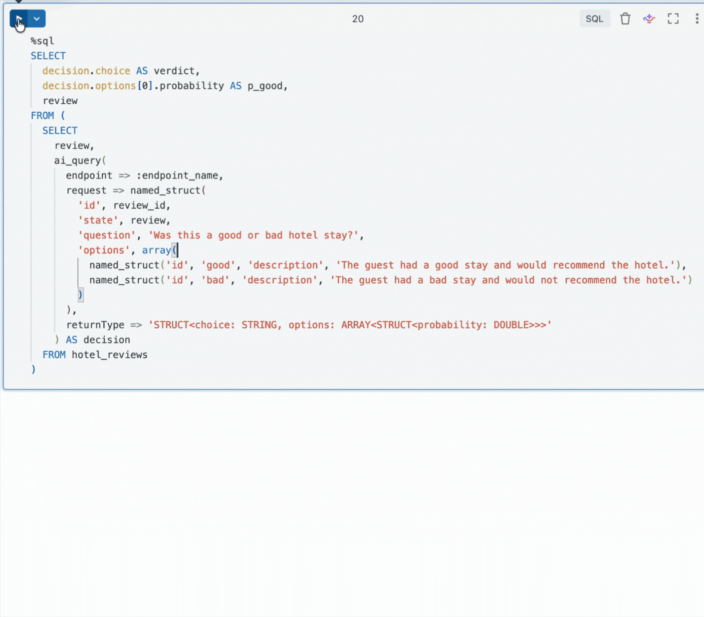Databricks 支持在 SQL 中调用开源决策模型