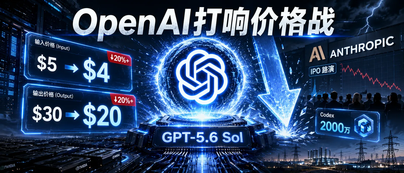 OpenAI下调GPT-5.6 Sol API价格 旗舰模型加入价格战