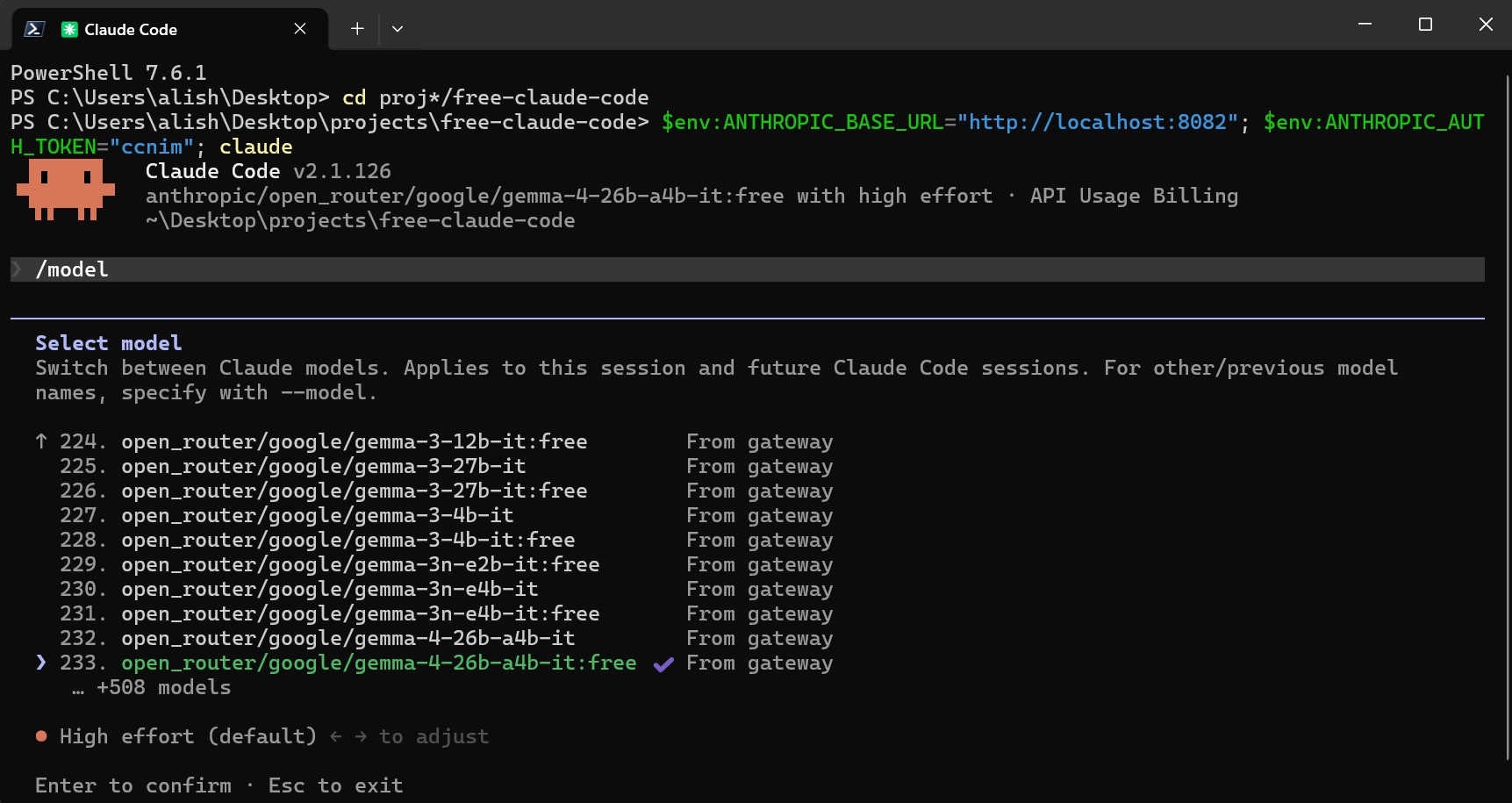 Claude Code 模型选择器显示网关模型