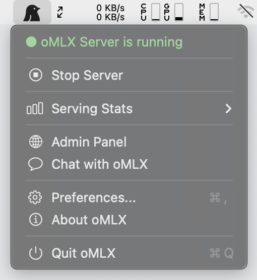 oMLX 菜单栏
