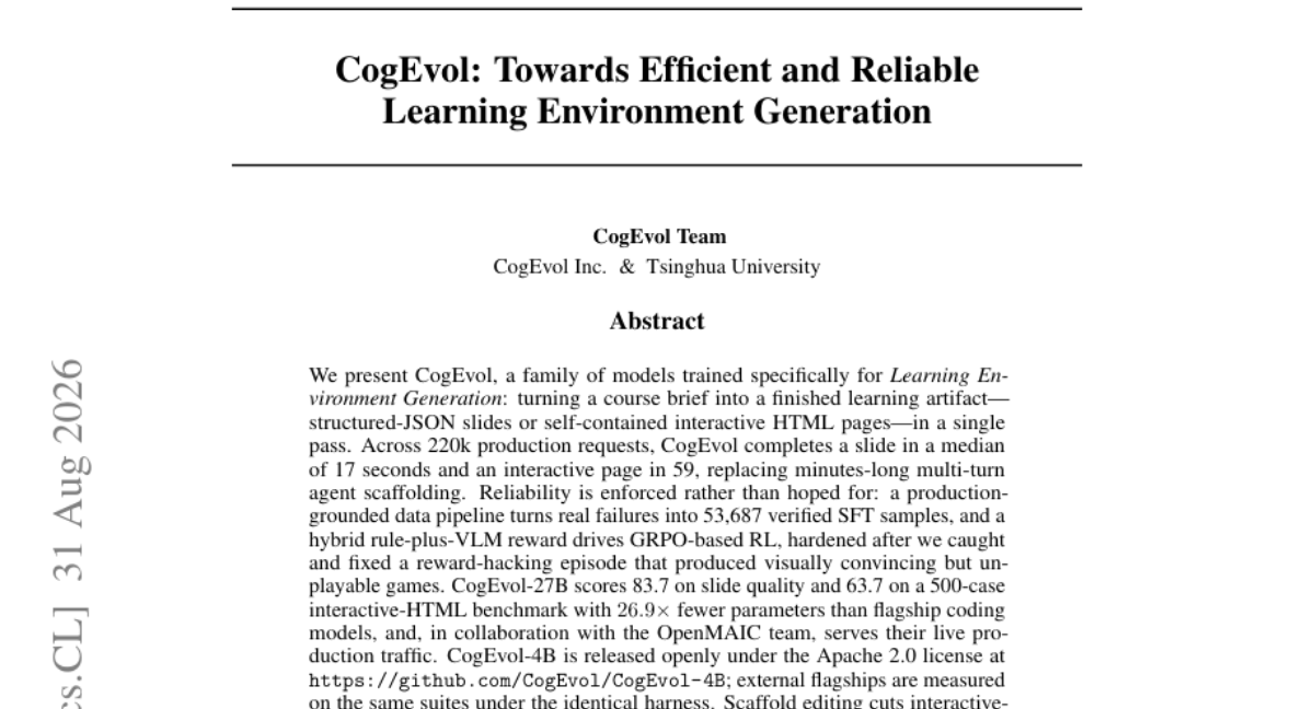CogEvol: 迈向高效可靠的学习环境生成