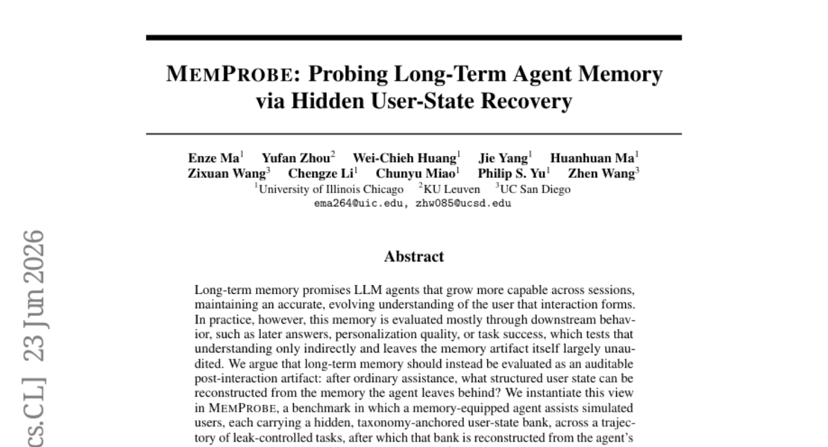 MEMPROBE: 通过隐藏用户状态恢复探测长期智能体记忆