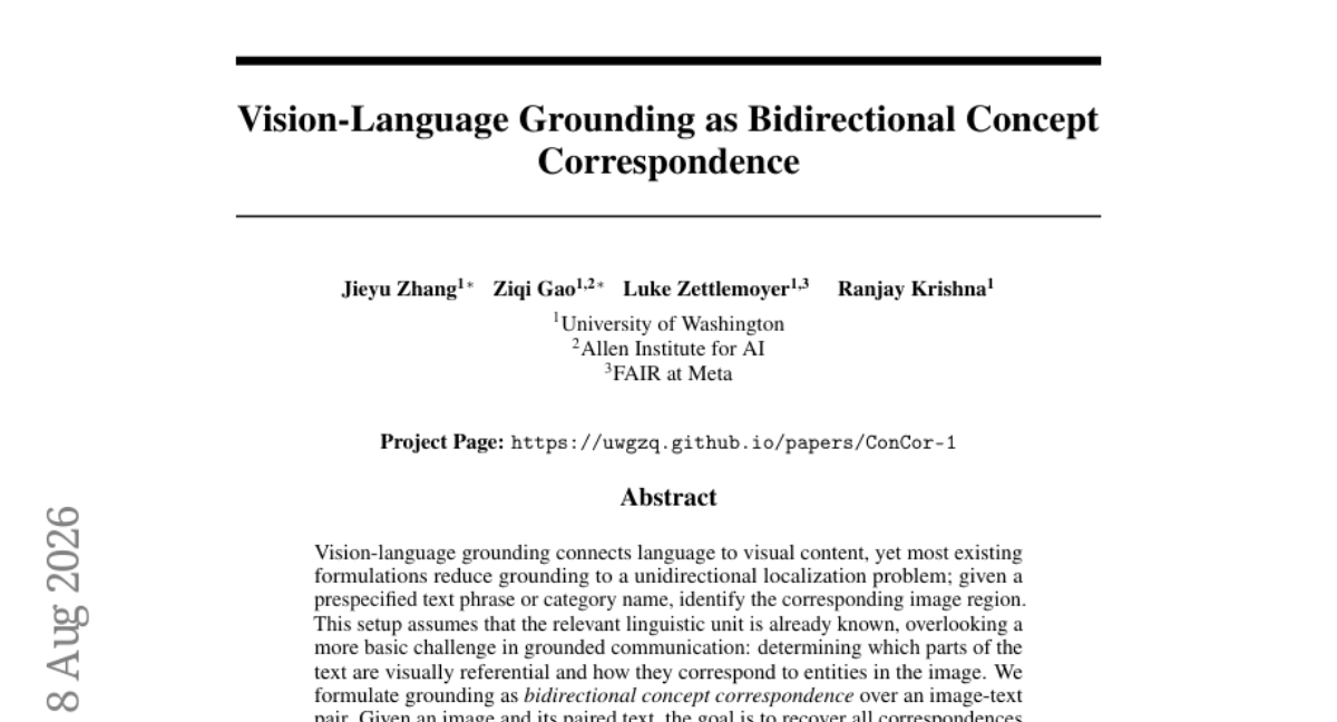 Vision-Language Grounding as Bidirectional Concept Correspondence