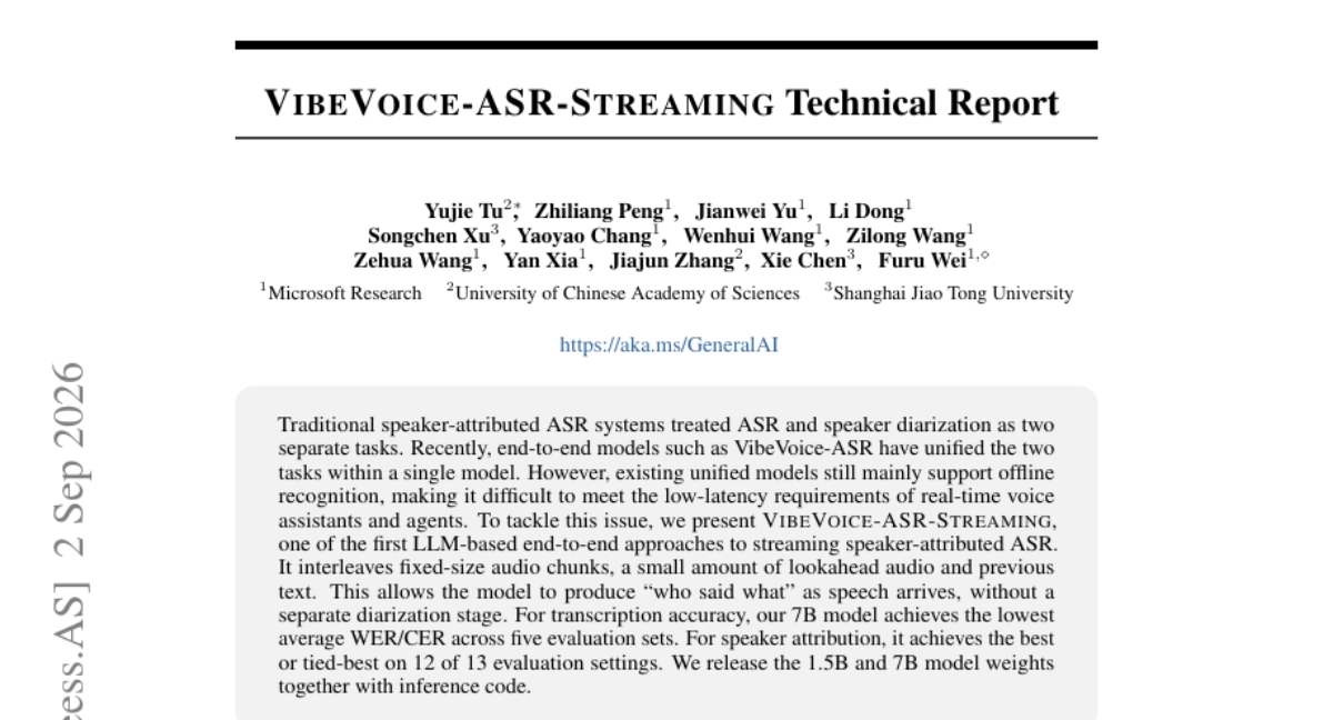 VibeVoice-ASR-Streaming 技术报告