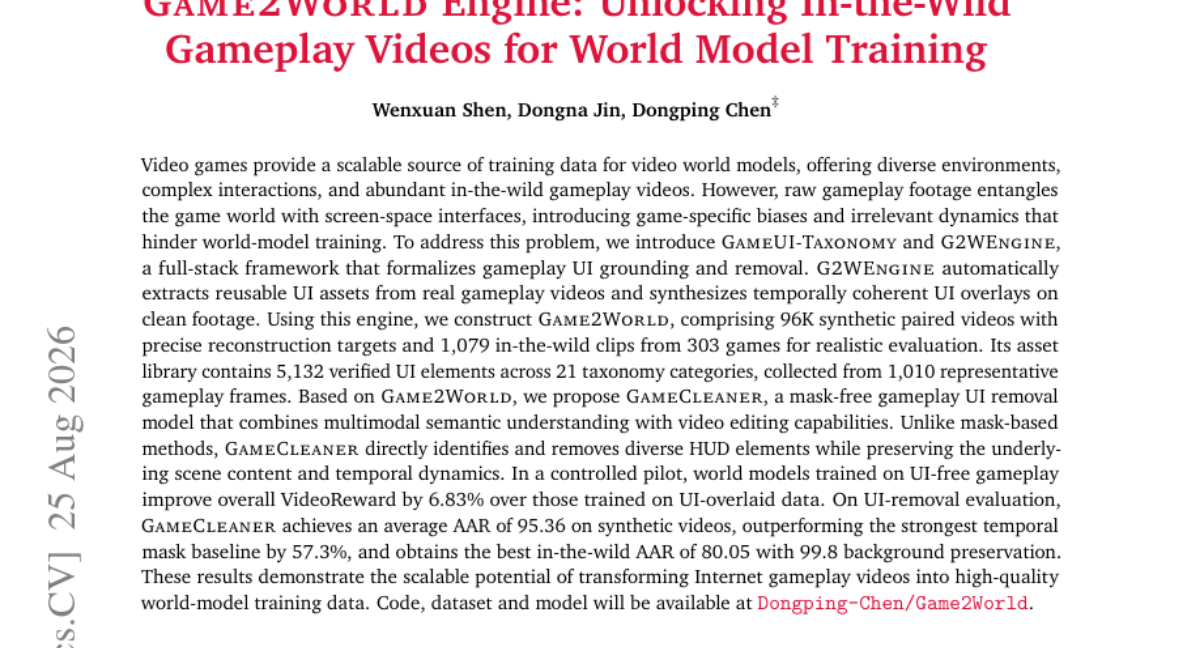 Game2World 引擎：解锁野外游戏视频用于世界模型训练