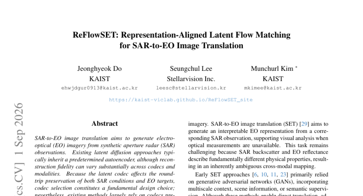 ReFlowSET: 面向 SAR-to-EO 图像翻译的表示对齐潜流匹配