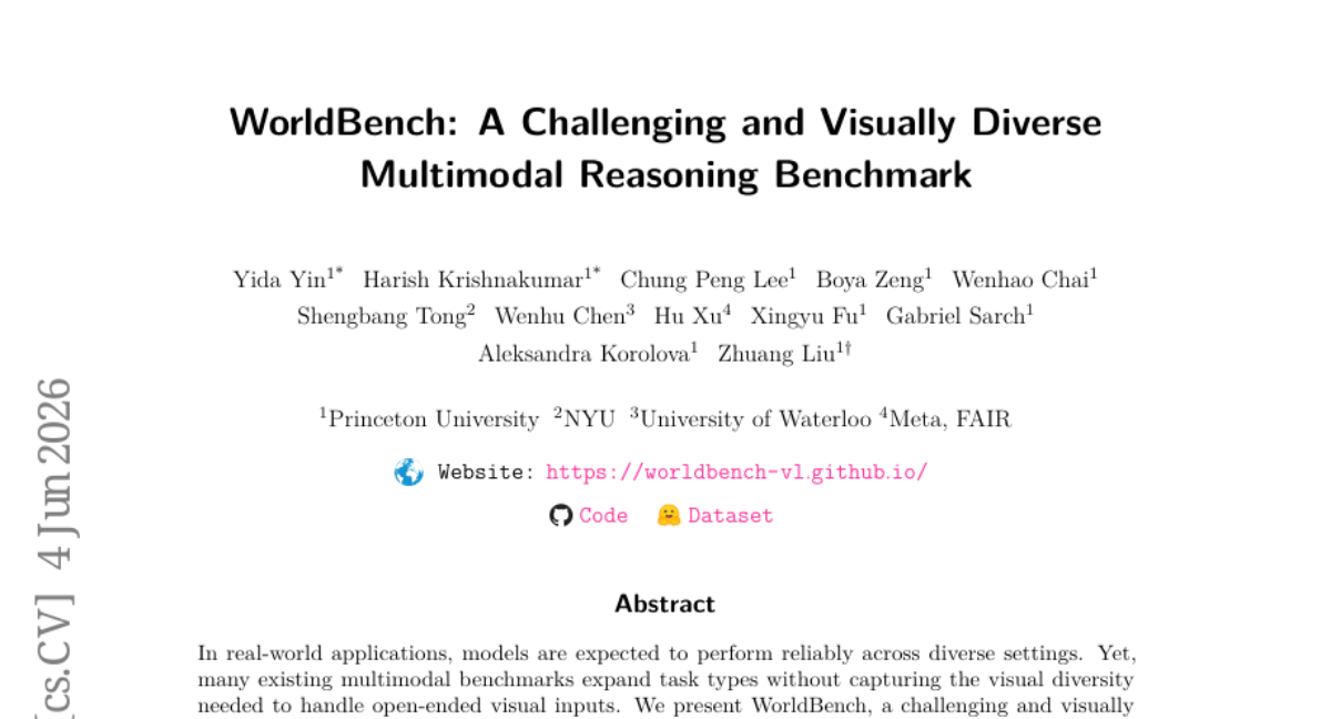 WorldBench: 一个具有挑战性和视觉多样性的多模态推理基准