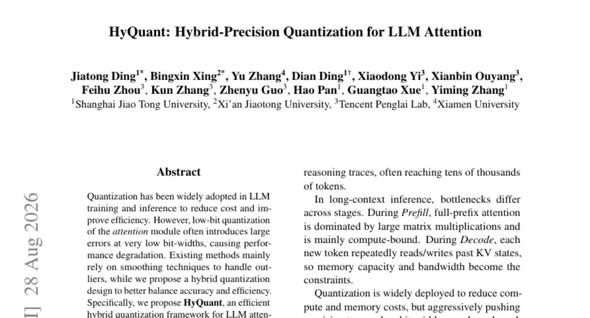 HyQuant:面向 LLM 注意力的混合精度量化