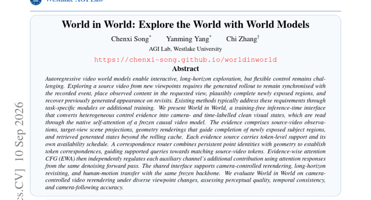 World in World:用 World Models 探索世界