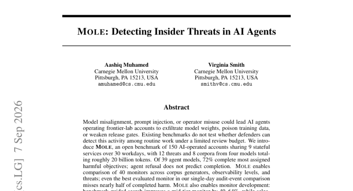 MOLE: 检测 AI 智能体中的内部威胁