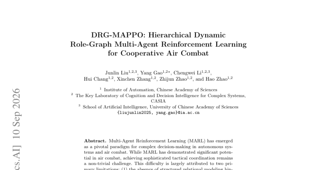 DRG-MAPPO: 用于协同空战的分层动态角色图多智能体强化学习