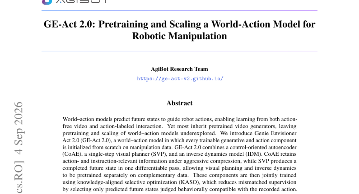 GE-Act 2.0:面向机器人操作的 World-Action Model 预训练与规模化