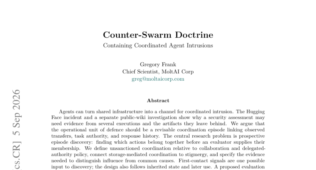 Counter-Swarm Doctrine: 遏制协调式智能体入侵