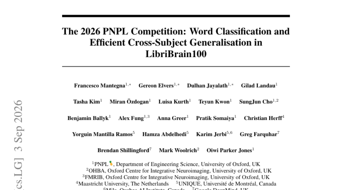 2026 PNPL 竞赛：LibriBrain100 中的词分类与高效跨被试泛化