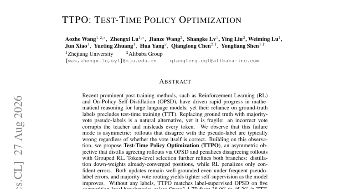 TTPO: 测试时策略优化