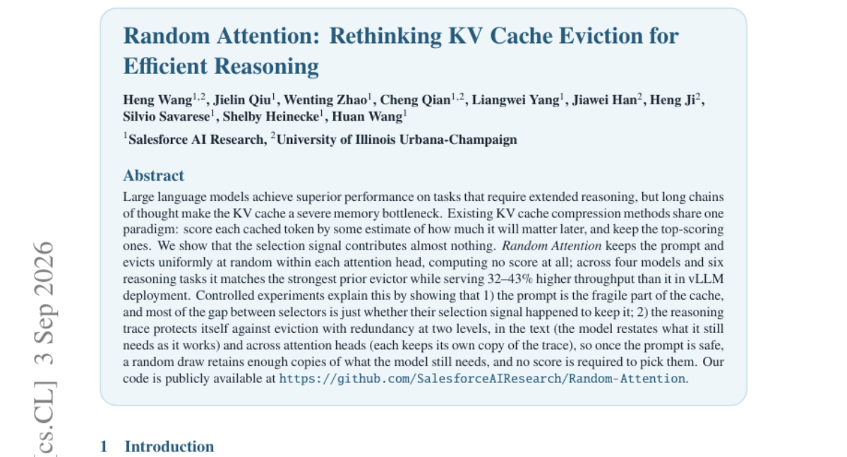 Random Attention: 重新思考高效推理的 KV Cache 驱逐