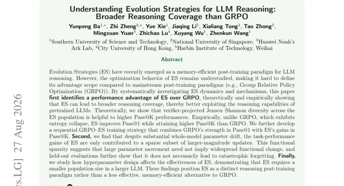 理解 LLM 推理的进化策略：比 GRPO 更广的推理覆盖
