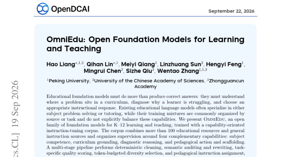 OmniEdu: 面向学习与教学的开放基础模型