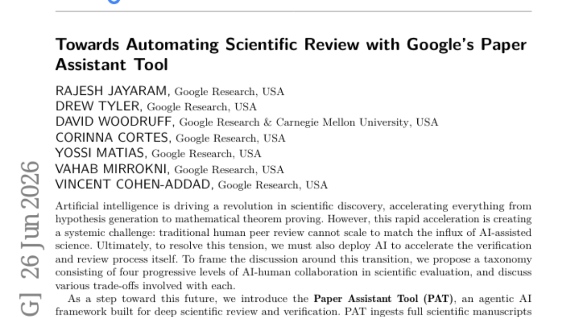 使用 Google 的 Paper Assistant Tool 迈向自动化科学评审