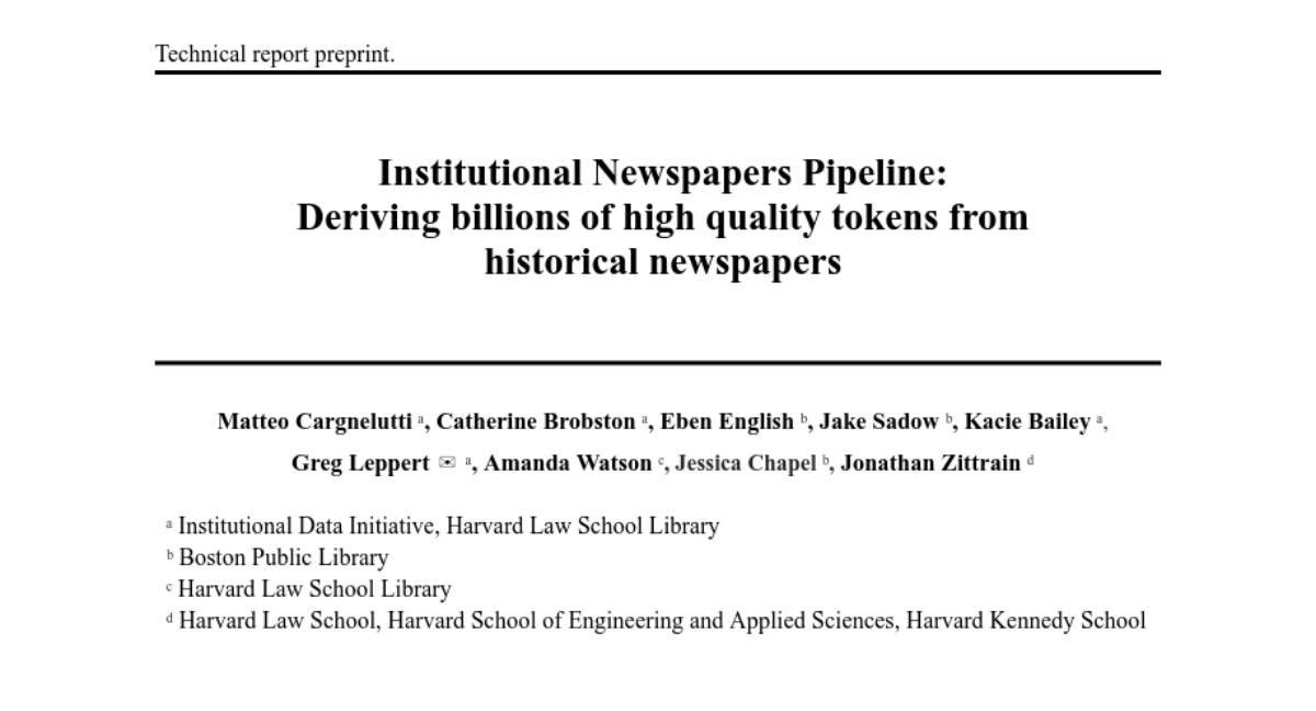 Institutional Newspapers Pipeline: 从历史报纸中提取数十亿高质量 token