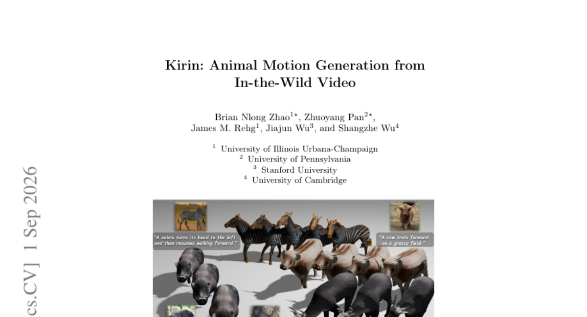 Kirin: 从野外视频生成动物运动