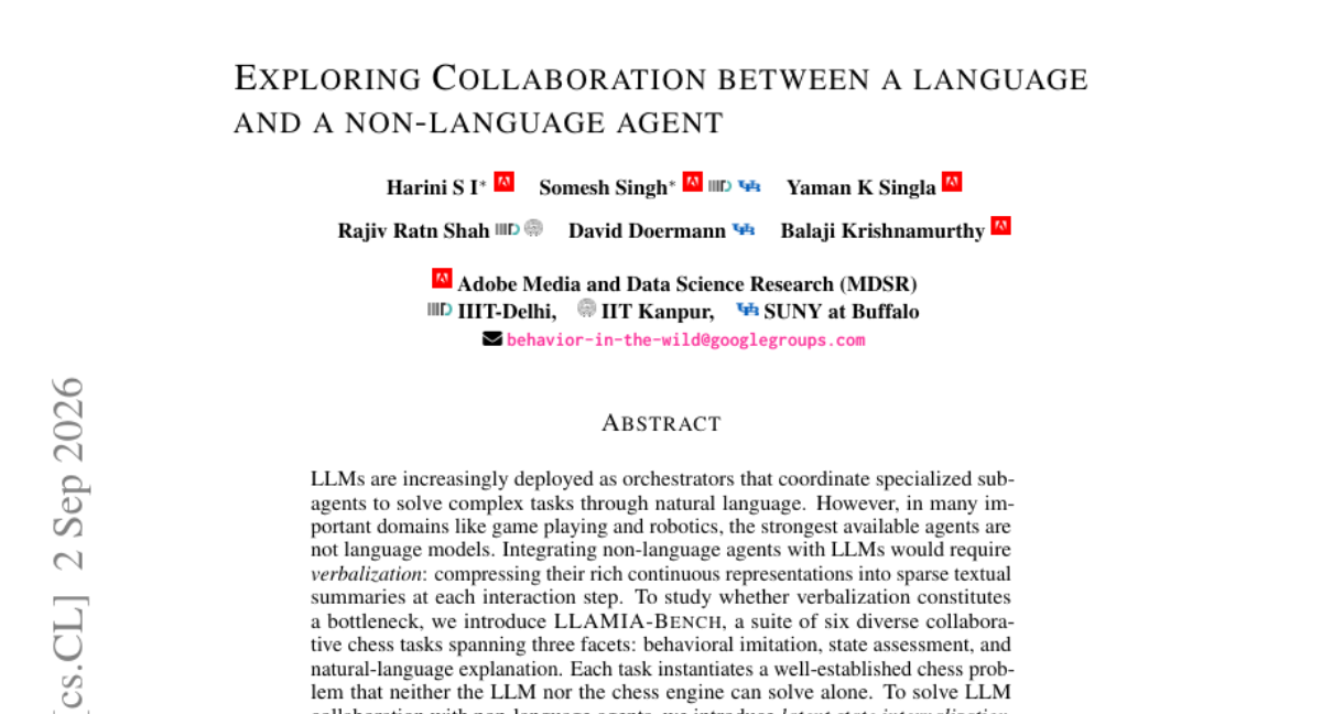 Exploring Collaboration between a Language and a Non-Language Agent