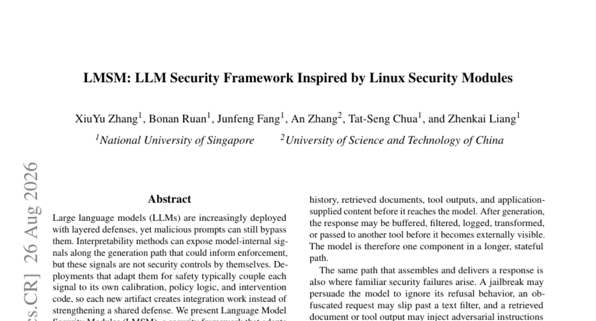 LMSM: 受 Linux Security Modules 启发的 LLM 安全框架