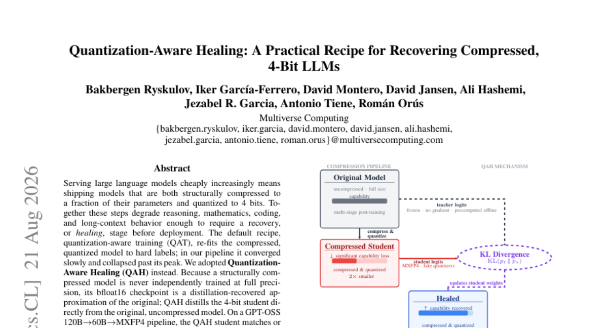 Quantization-Aware Healing: 恢复压缩 4 位 LLM 的实用配方