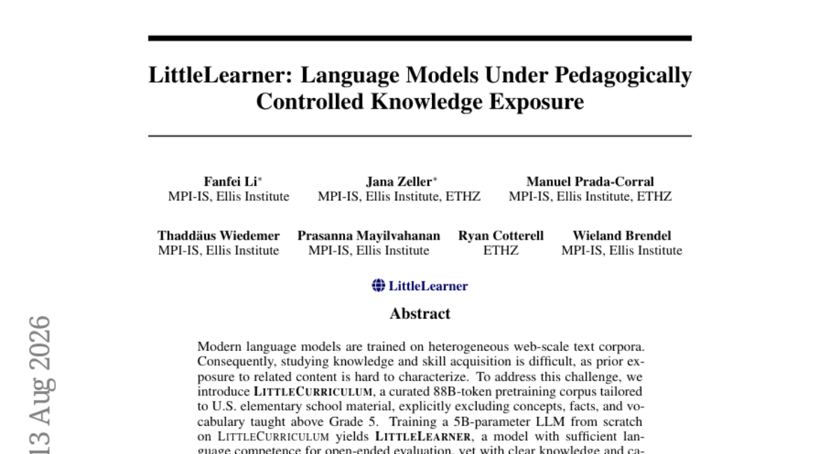 LittleLearner: 在受教学法控制的知识暴露下的语言模型