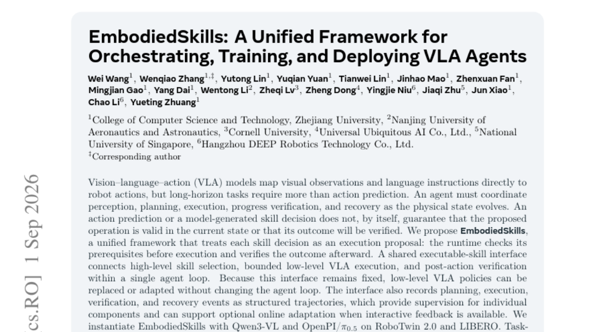 EmbodiedSkills: 一种用于编排、训练和部署VLA智能体的统一框架