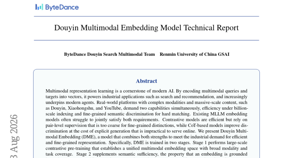 Douyin 多模态 Embedding 模型技术报告