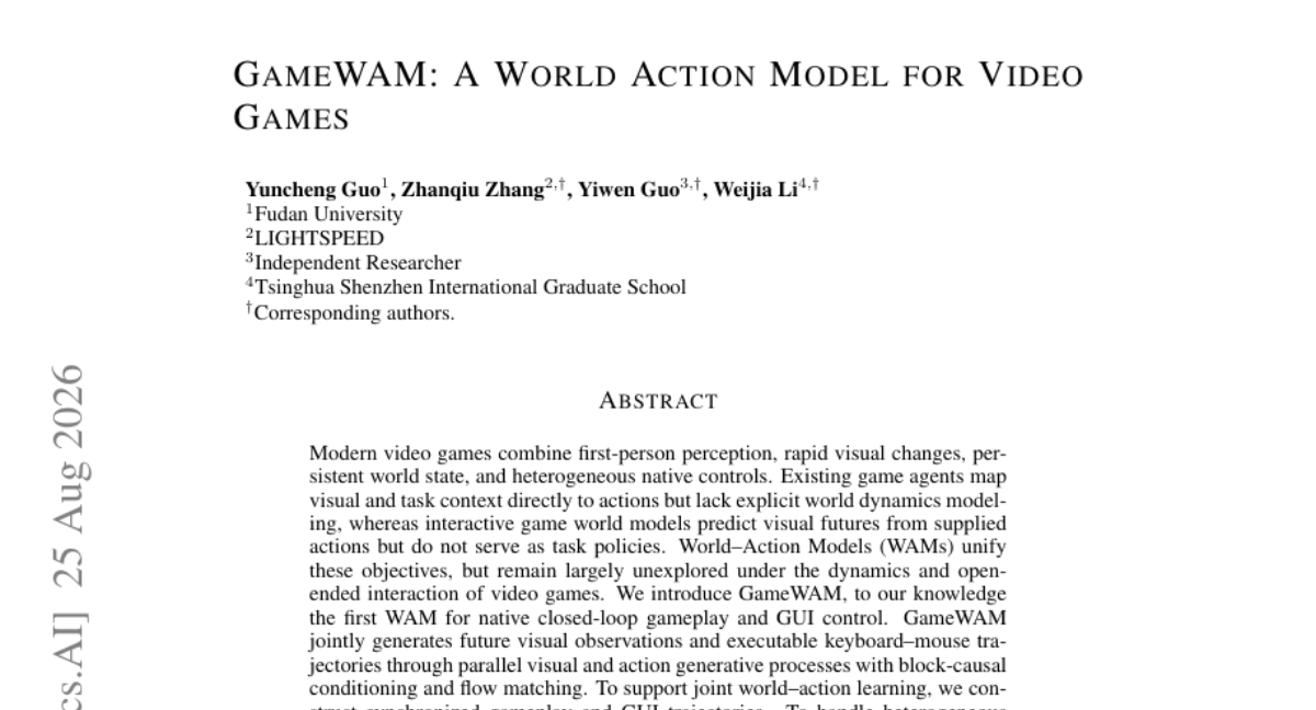 GameWAM: 视频游戏的世界动作模型