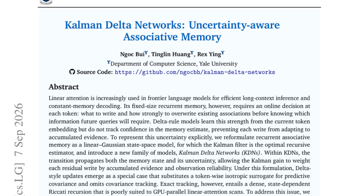 Kalman Delta Networks: 不确定性感知的联想记忆