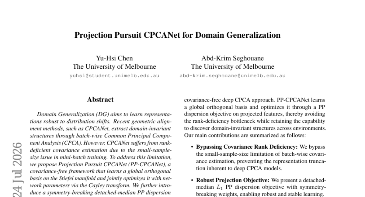 Projection Pursuit CPCANet for Domain Generalization