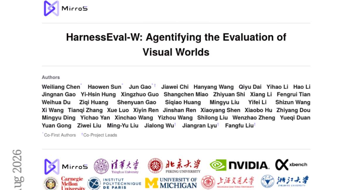 HarnessEval-W: 世界视觉评估的智能体化评测