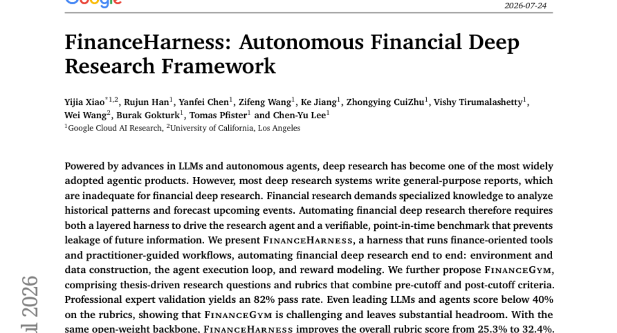 FinanceHarness: 自主金融深度研究框架