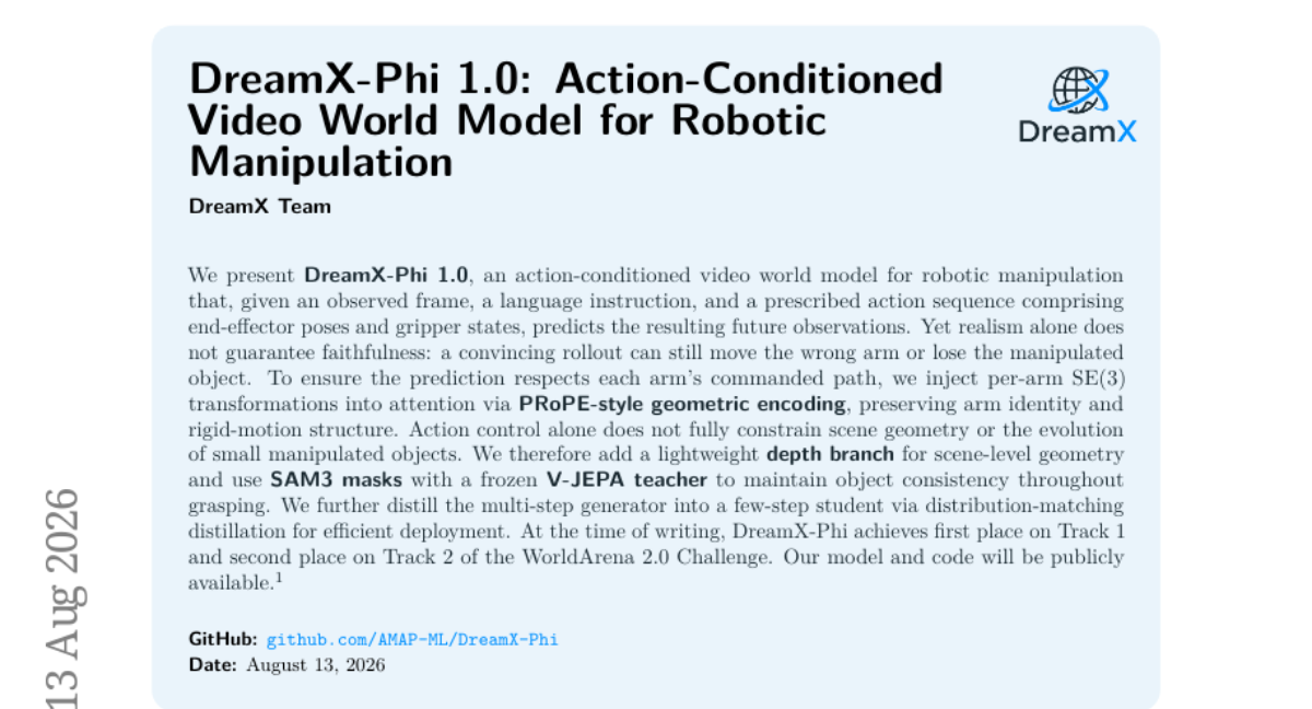DreamX-Phi 1.0: 面向机器人操作的动作条件视频世界模型