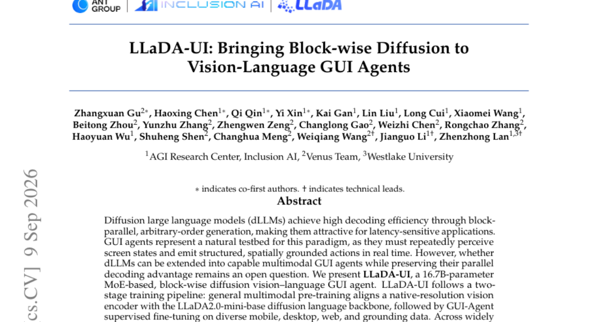 LLaDA-UI: 将块级扩散引入视觉-语言 GUI 智能体