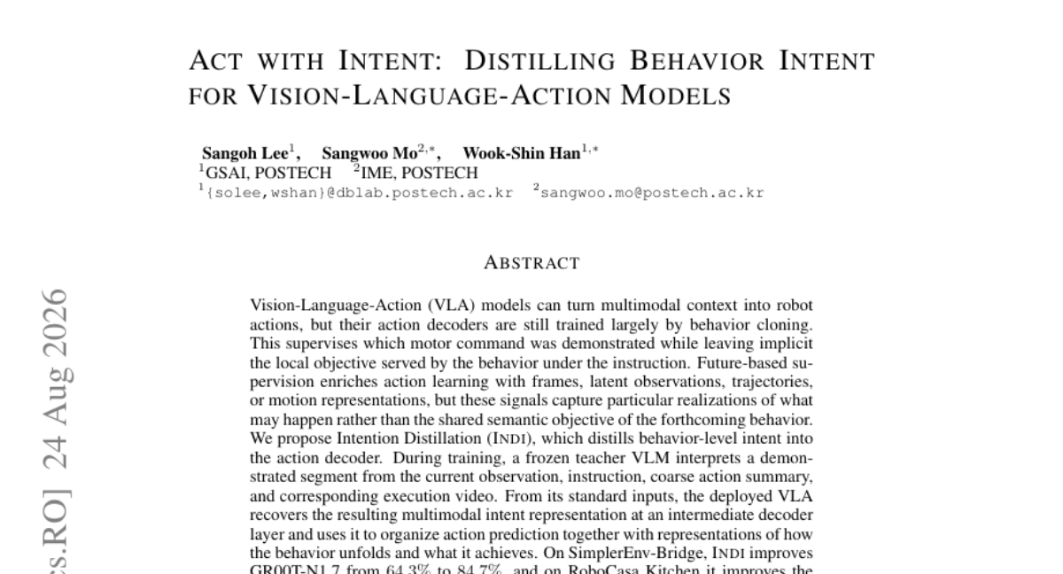 带着意图行动: 蒸馏 Vision-Language-Action 模型的行为意图