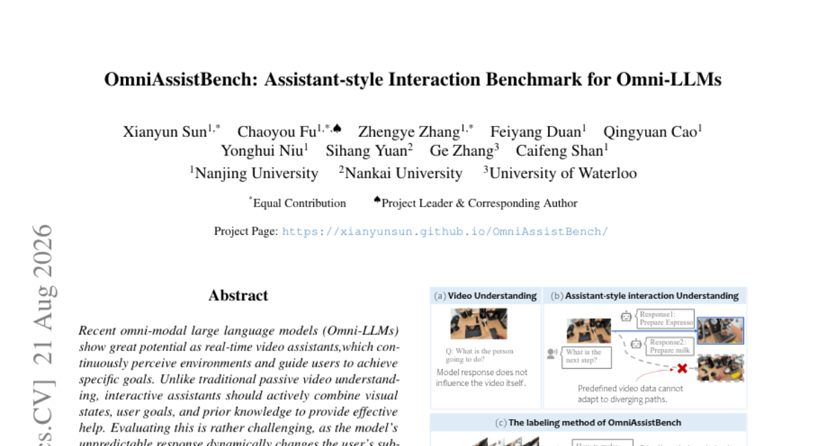 OmniAssistBench: 面向 Omni-LLMs 的助手式交互基准