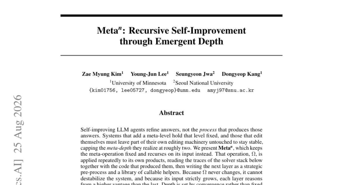 Meta^n：通过突现深度的递归自我改进