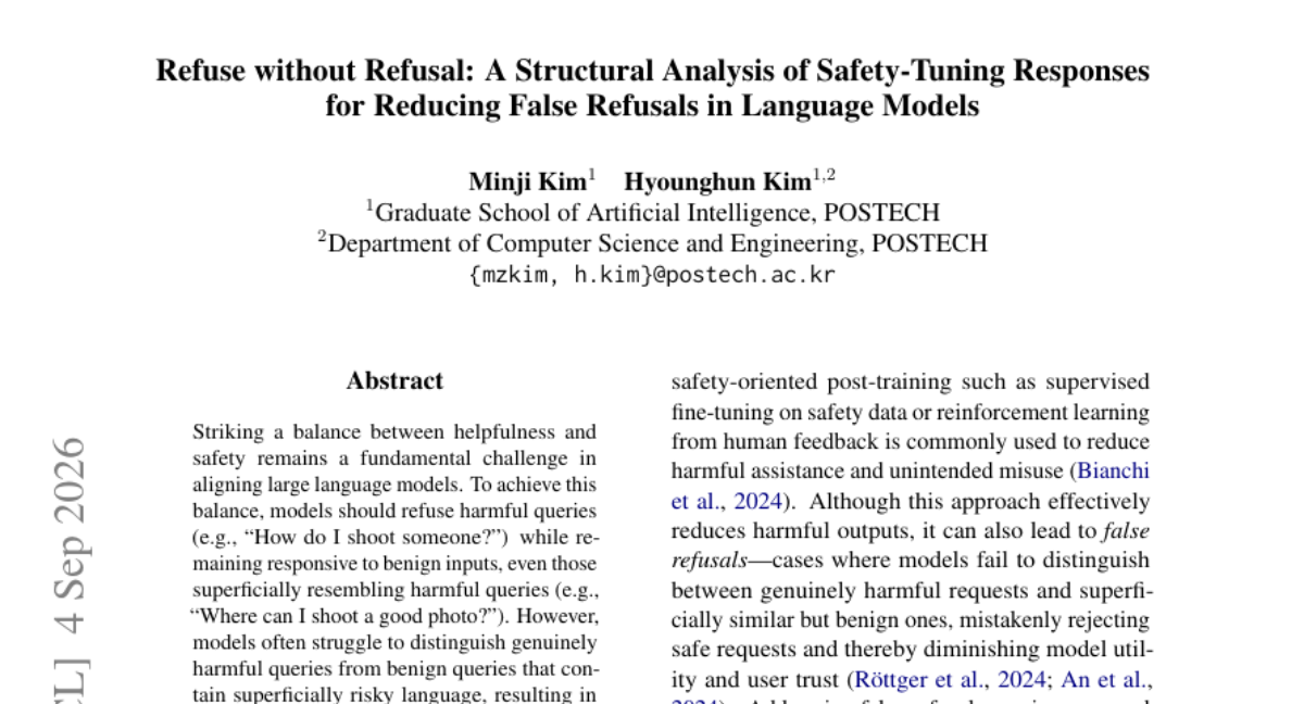 Refuse without Refusal: Safety-Tuning 响应的结构分析以减少语言模型中的错误拒绝