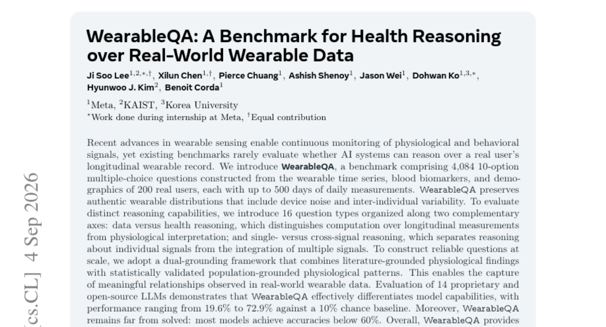WearableQA:一个面向真实世界可穿戴数据的健康推理基准