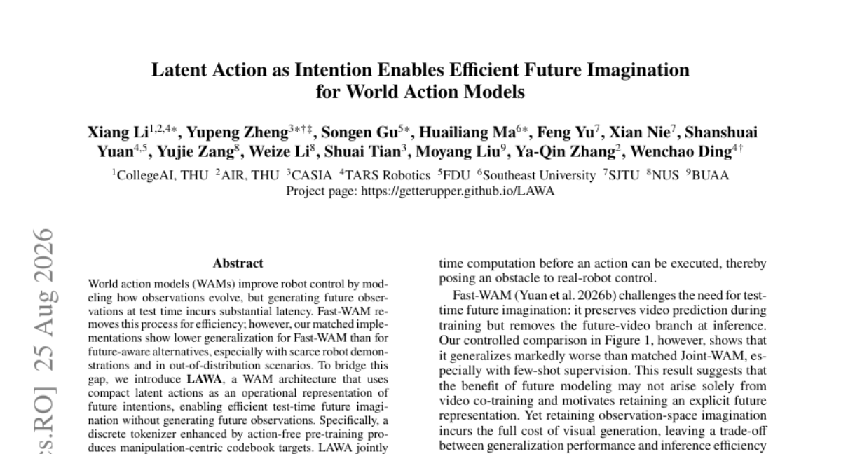 Latent Action as Intention Enables Efficient Future Imagination for World Action Models