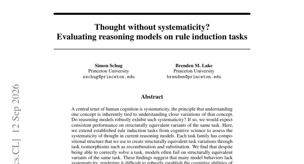 没有系统性(systematicity)的思考？在规则归纳(rule induction)任务上评估推理模型