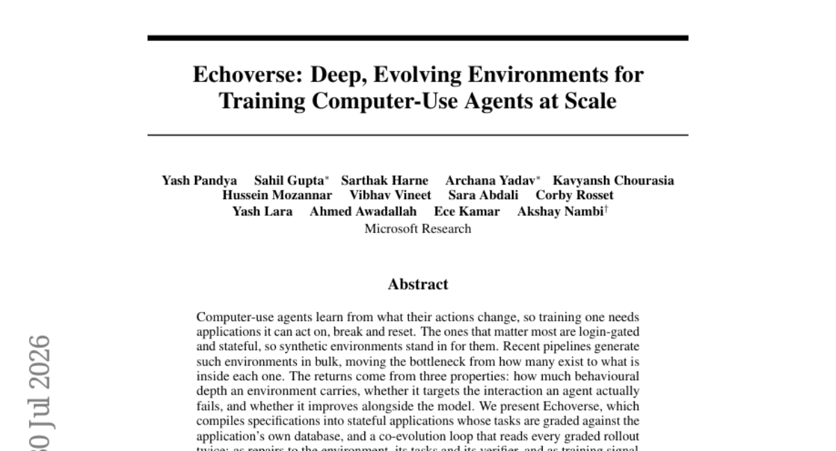 Echoverse: Deep, Evolving Environments for Training Computer-Use Agents at Scale