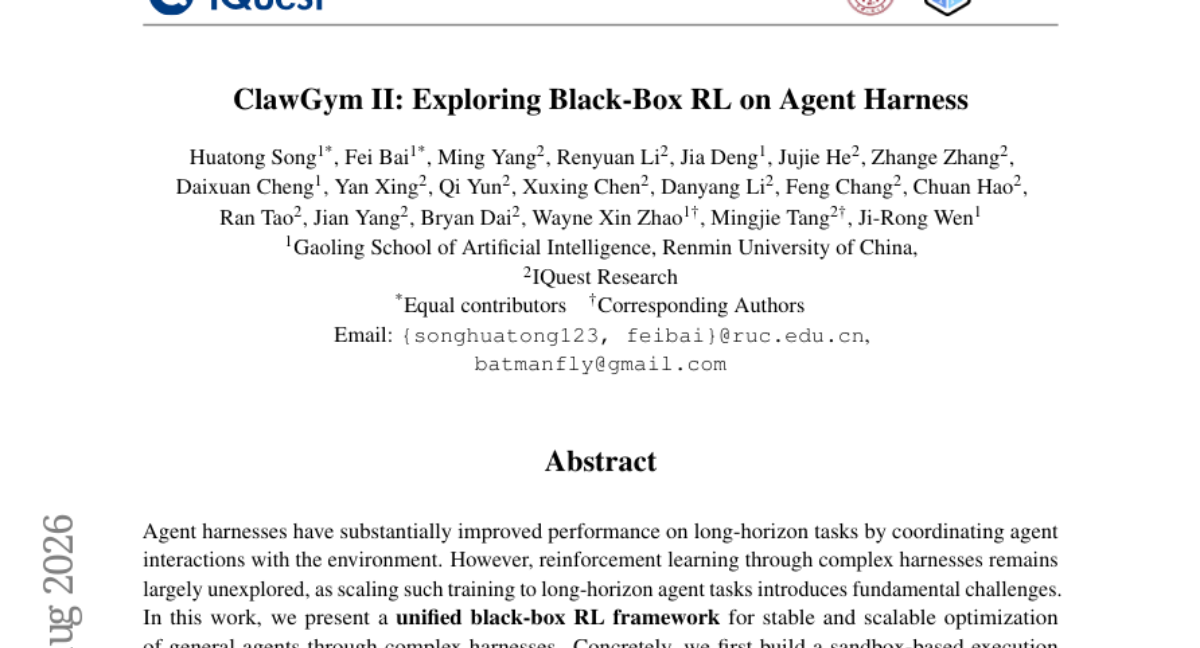 ClawGym II: 探索 Agent Harness 上的黑盒强化学习