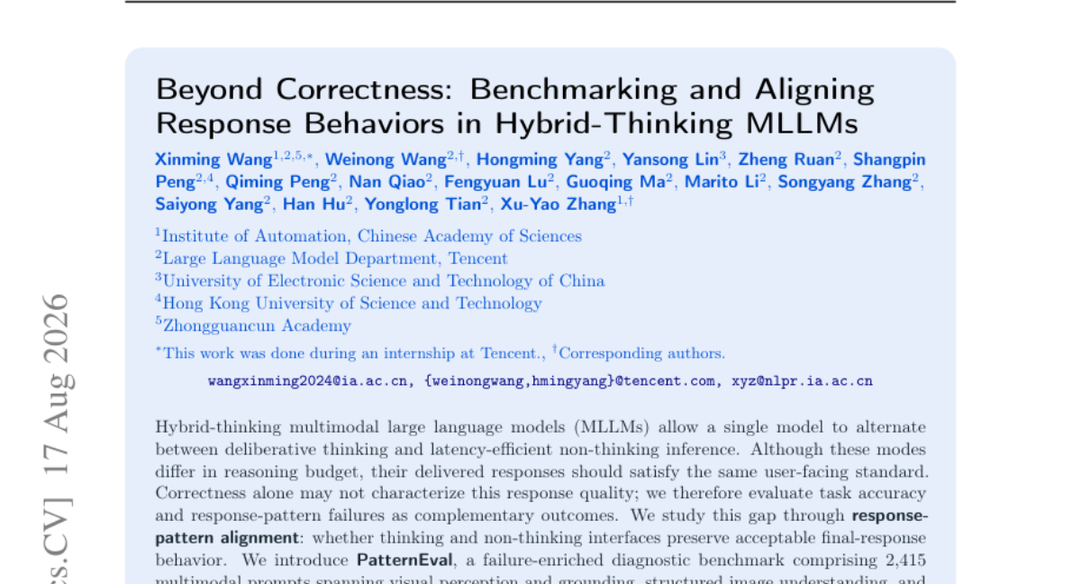 超越正确性：混合思维 MLLMs 的响应行为基准测试与对齐